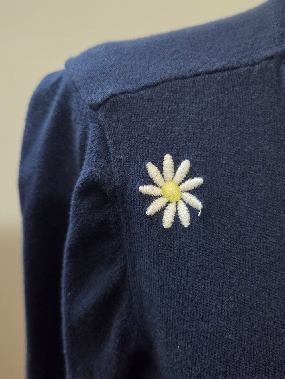 Loft Navy Blue Floral Daisy Button Down Women's Feminine Cotton Cardigan Medium - Picture 7 of 10